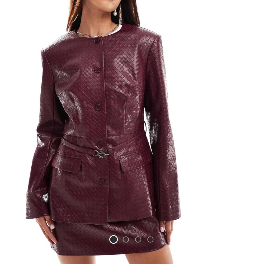 ASOS woven faux leather red jacket